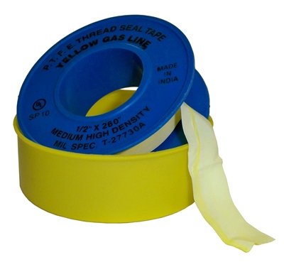 Yellow Teflon Tape for Gas Lines