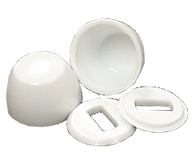 White Plast.Rd.Blt Cap w/clip 