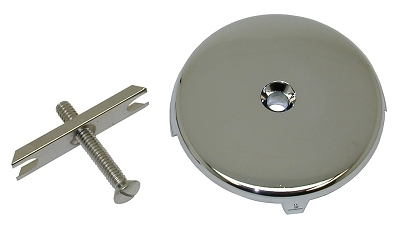 CP ABS 1-Hole Round Overflow Plate w/Screw & Bracket