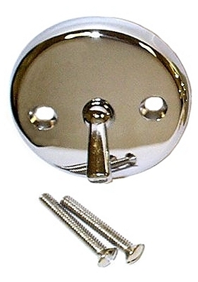 CP DC Steel 2-Hole Round Trip-Lever Overflow Plate w/Screws