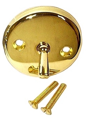 PB DC Steel 2-Hole Round Trip-Lever Overflow Plate w/Screws