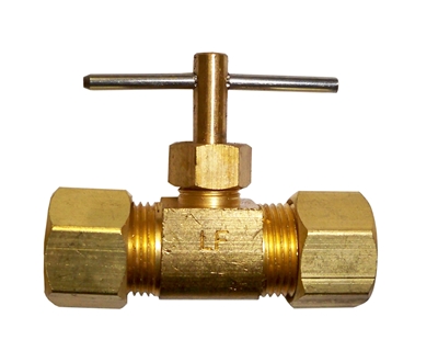 1/4" od Straight BR Compression Needle Valve, LF