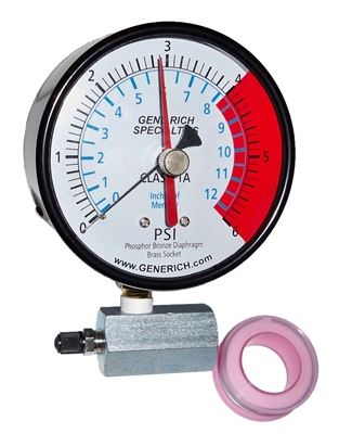 Factory Calibrated 0-6#, 4" Diaphragm Pressure Gauge + Body