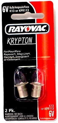Krypton Bulbs: 6V Lntrn 2/card